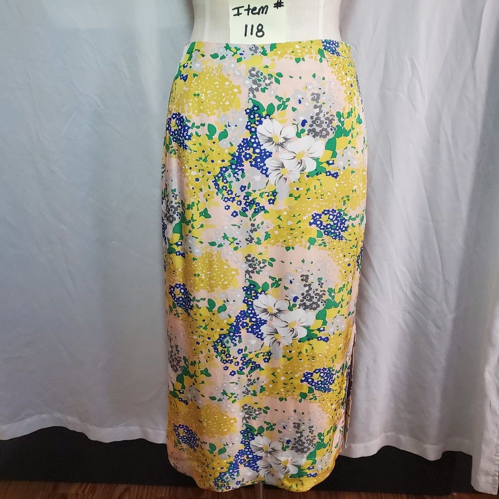 J. Crew Tamara Lemon Yellow Floral Skirt